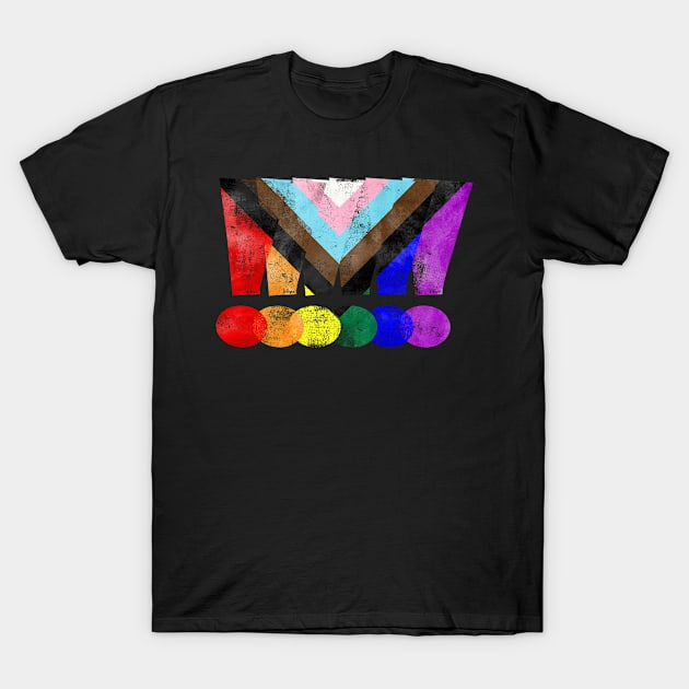 LGBTQ Progress Pride Grunge Exclamation Points T-Shirt by wheedesign